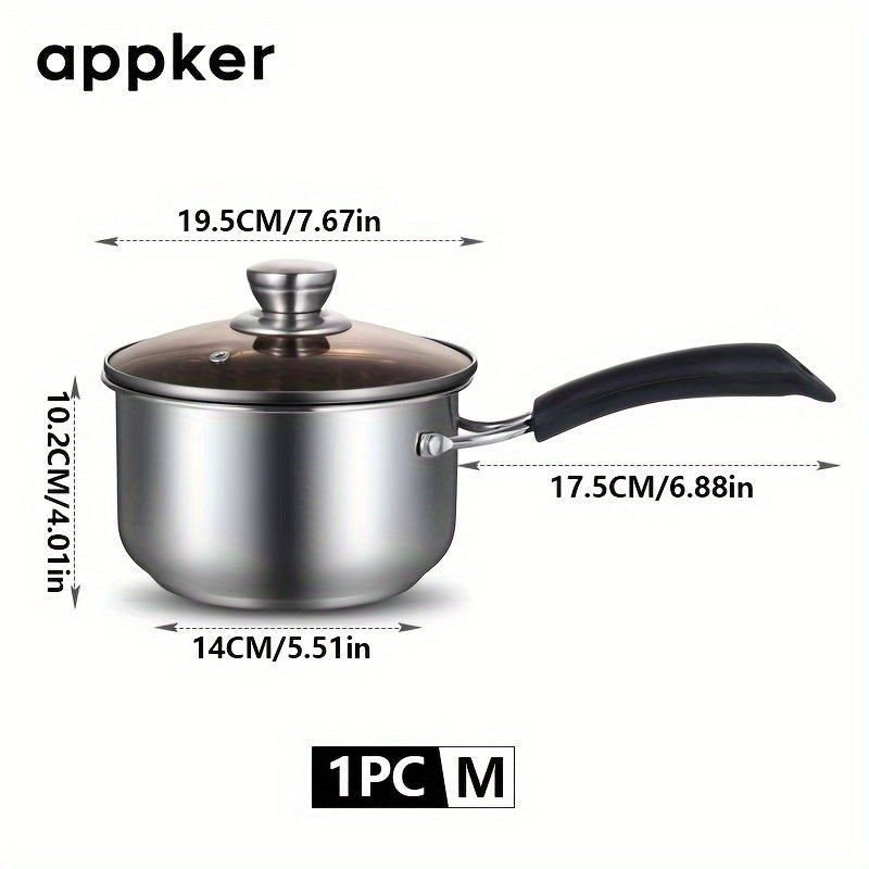 Stainless Steel Soup Pot with Glass Lid and Handle for Induction Cooking