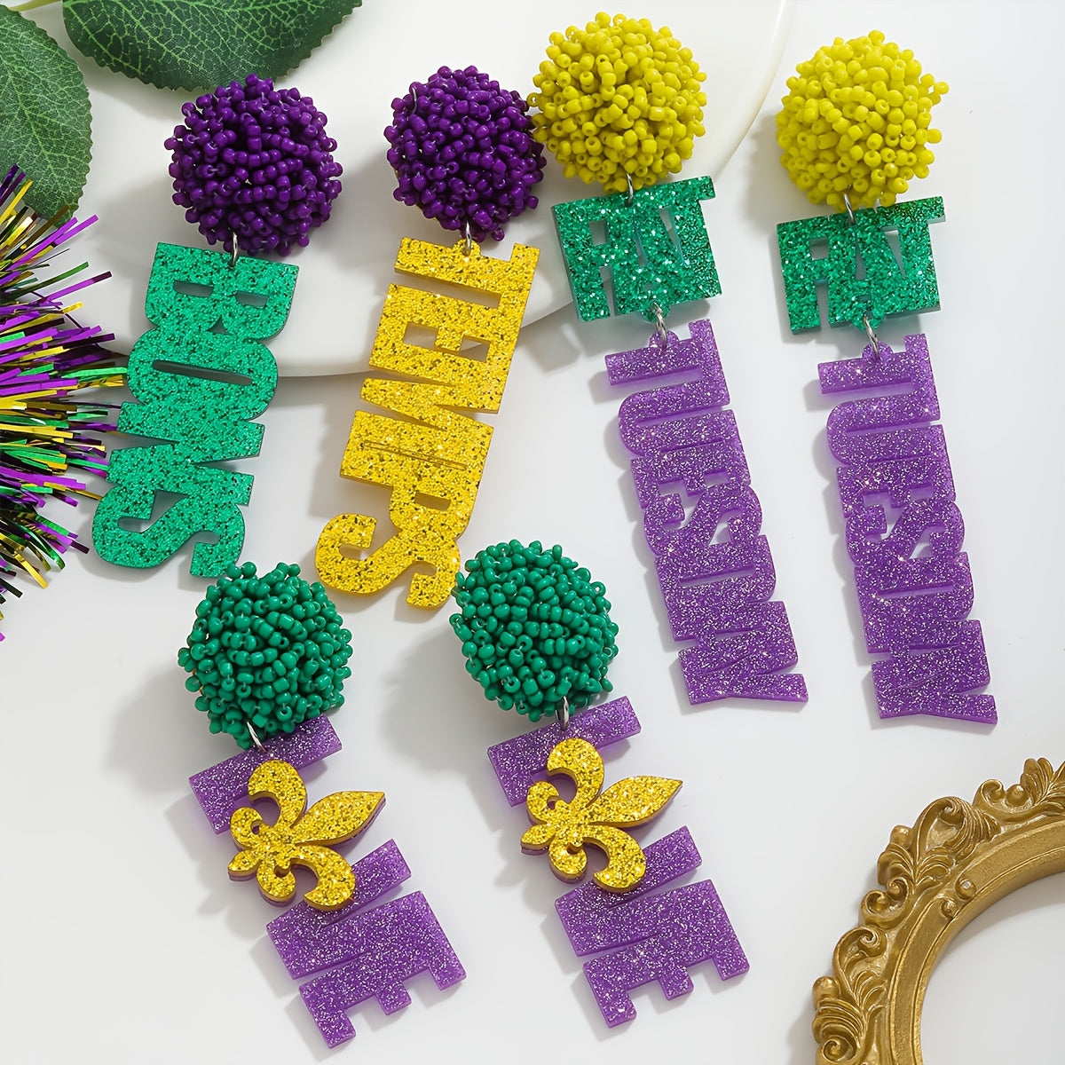 Pendientes boho con cuentas de semillas para carnaval y uso diario