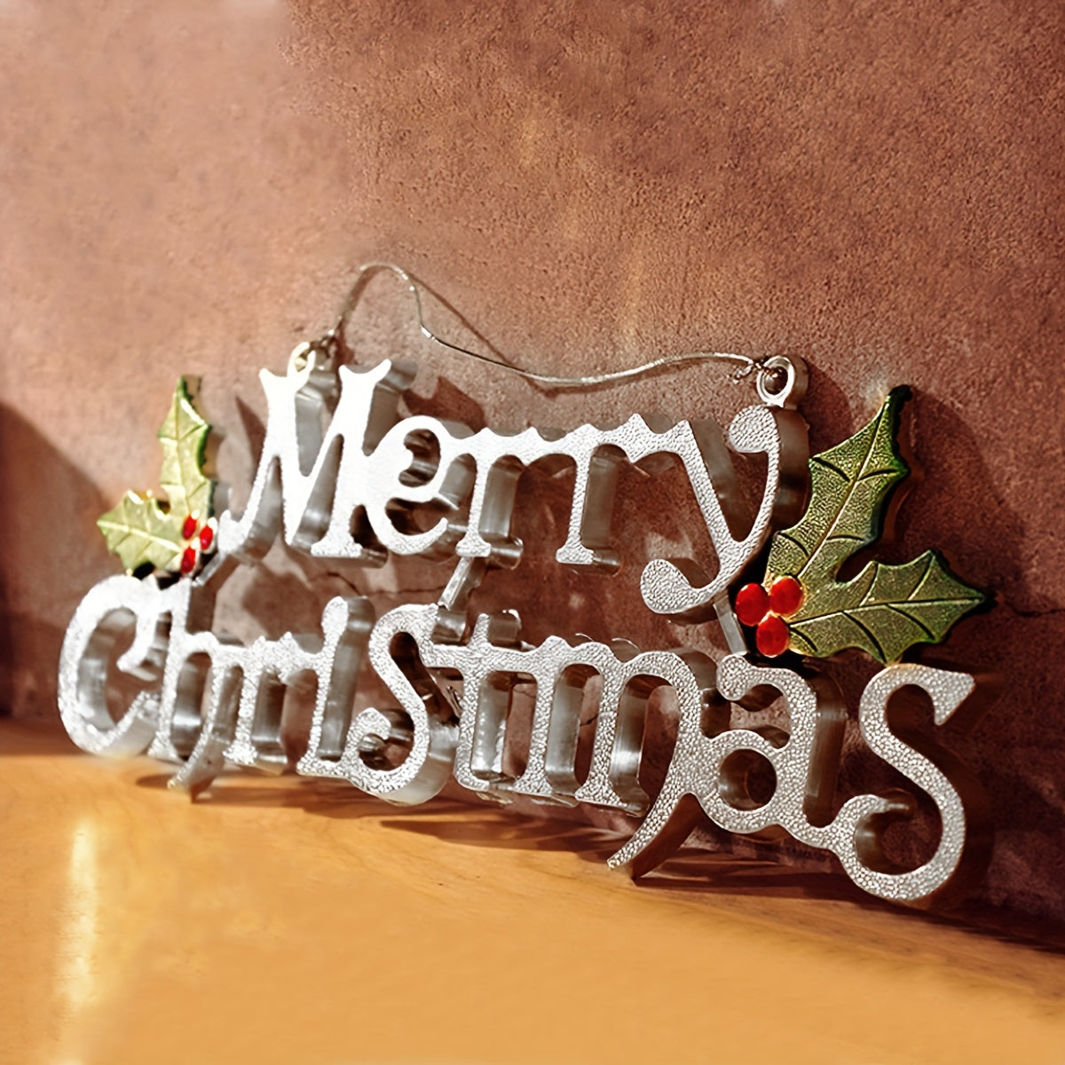 Christmas Hanging Sign Gold Silver Letter Decoration Plastic Holiday Ornament