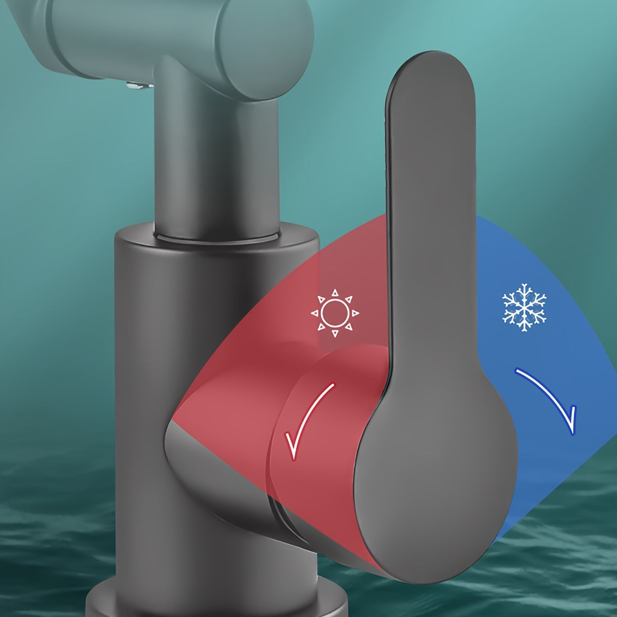 Qora zanglamaydigan po'latdan yasalgan oshxona krani, issiq va sovuq suv uchun aylanuvchi Lucky Cat dizayni bilan