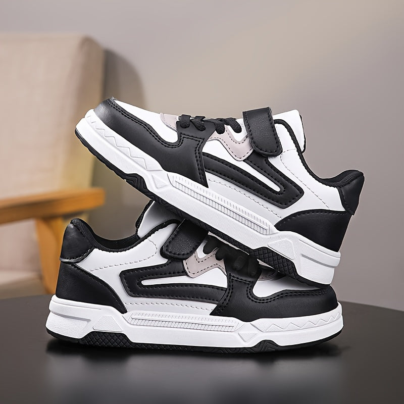 Youth Skateboarding Sneakers for Boys with Star and Moire Patterns Mid Top TPR Sole