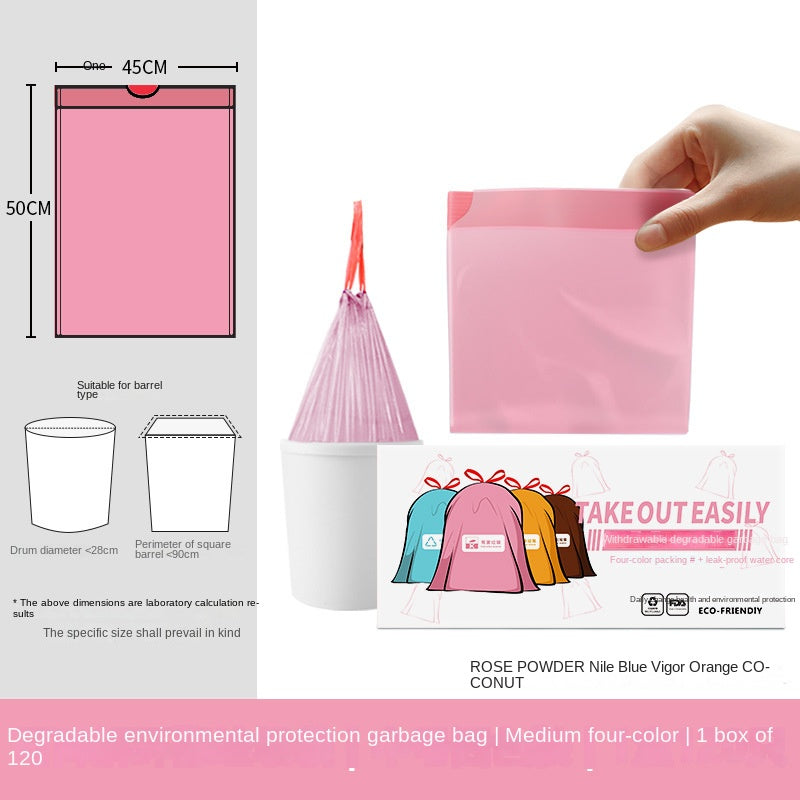 Multipack Tear-Free Drawstring Trash Bags Black Degradable Kitchen Bathroom Bedroom