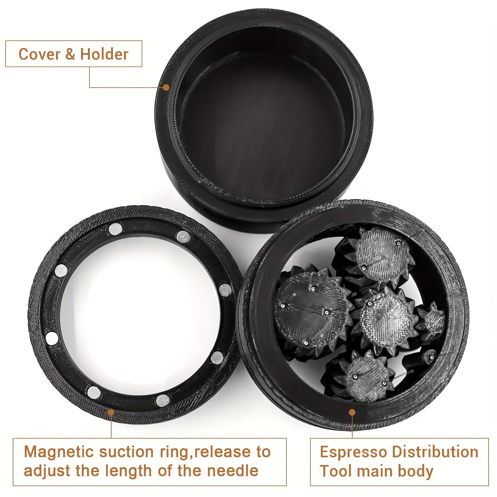 Coffee Distribution Tool for Espresso Portafilters 54mm 58mm Magnetic Design