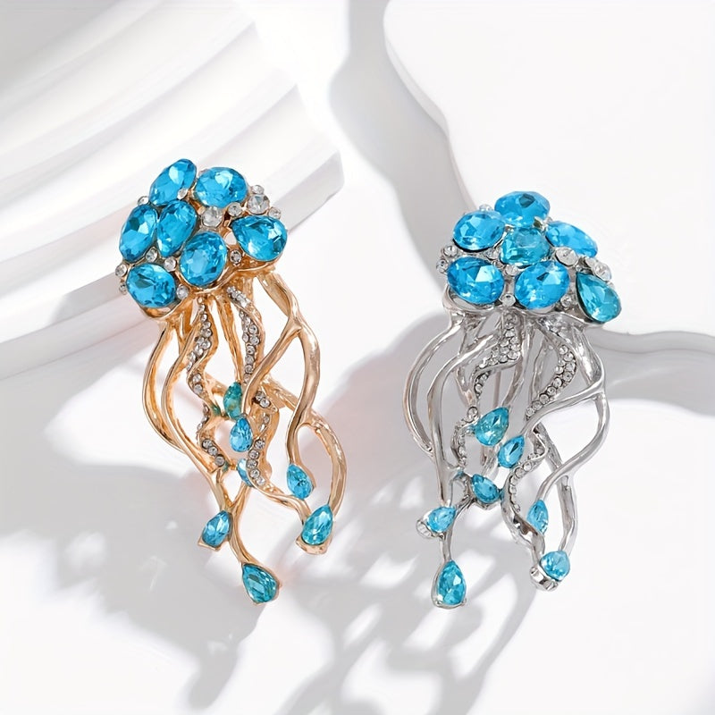 European and American Jellyfish Brooches Silver Marine Animal Jewelry for Clothing and Accessories