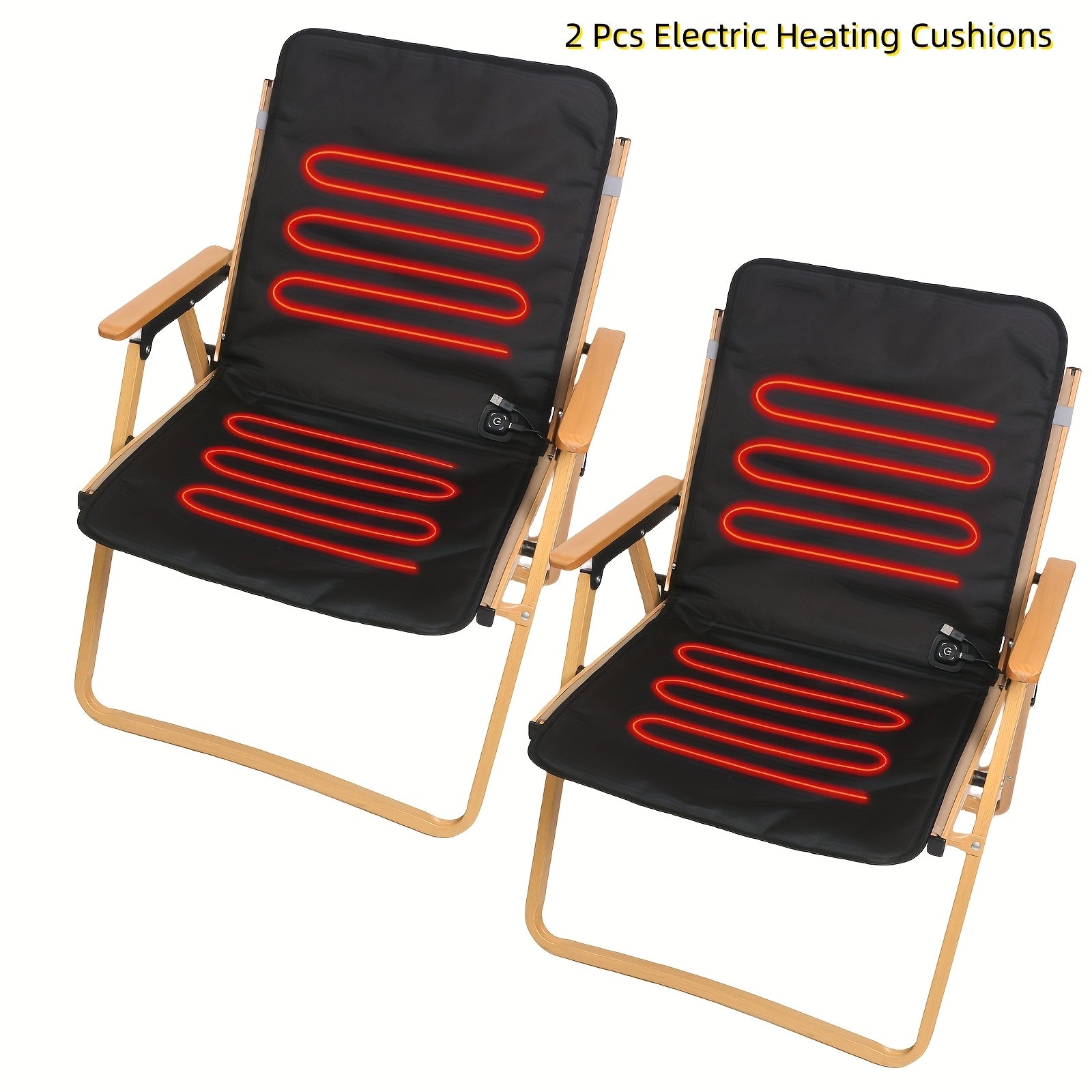 2-шт. черных подушек для кресла с подогревом и поддержкой спины, регулируемая температура