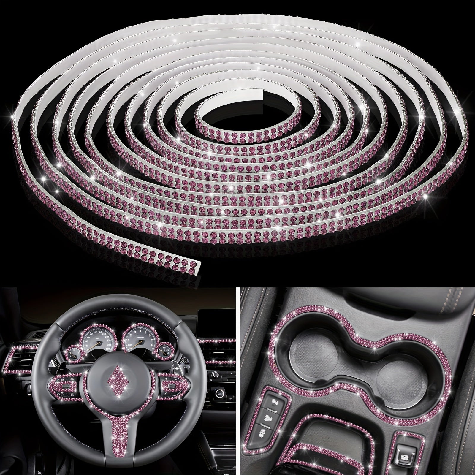 DIY Rhinestone Car Trim Strips Self-Adhesive Glitter Molding Stickers for Interior and Exterior Decor