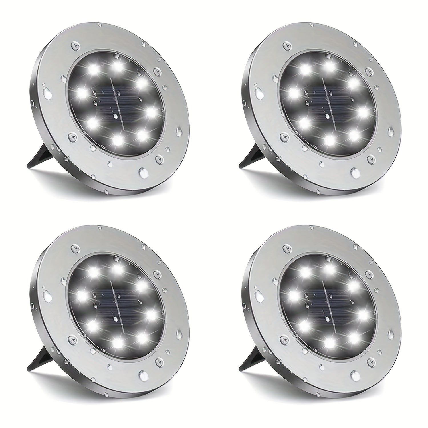 Pack of 4/8/12 Solar Outdoor Ground Lights with 8 LED Pathway Garden Yard Lighting