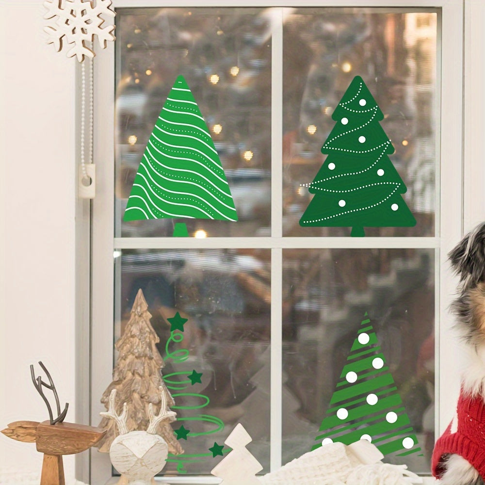 Christmas Window Clings Decals Forest Trees Winter Decor Holiday Stickers