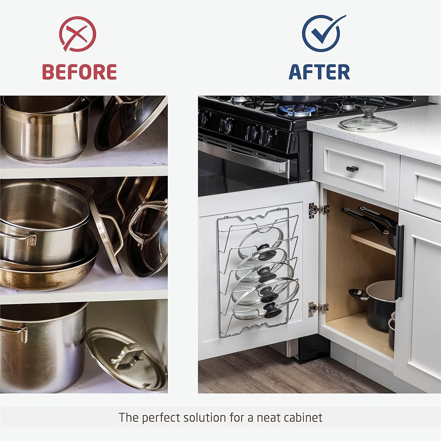 Металлическая подвесная органайзер для крышек кастрюль, кухонная полка для хранения кастрюль и крышек