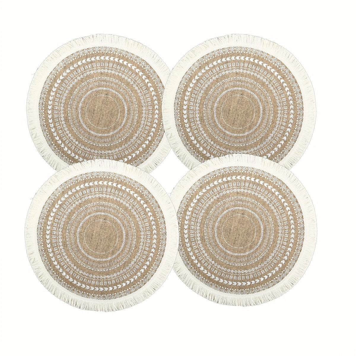 Jute Boho-Chic Round Placemats Set of 4 or 6 Heat Resistant Non-Slip