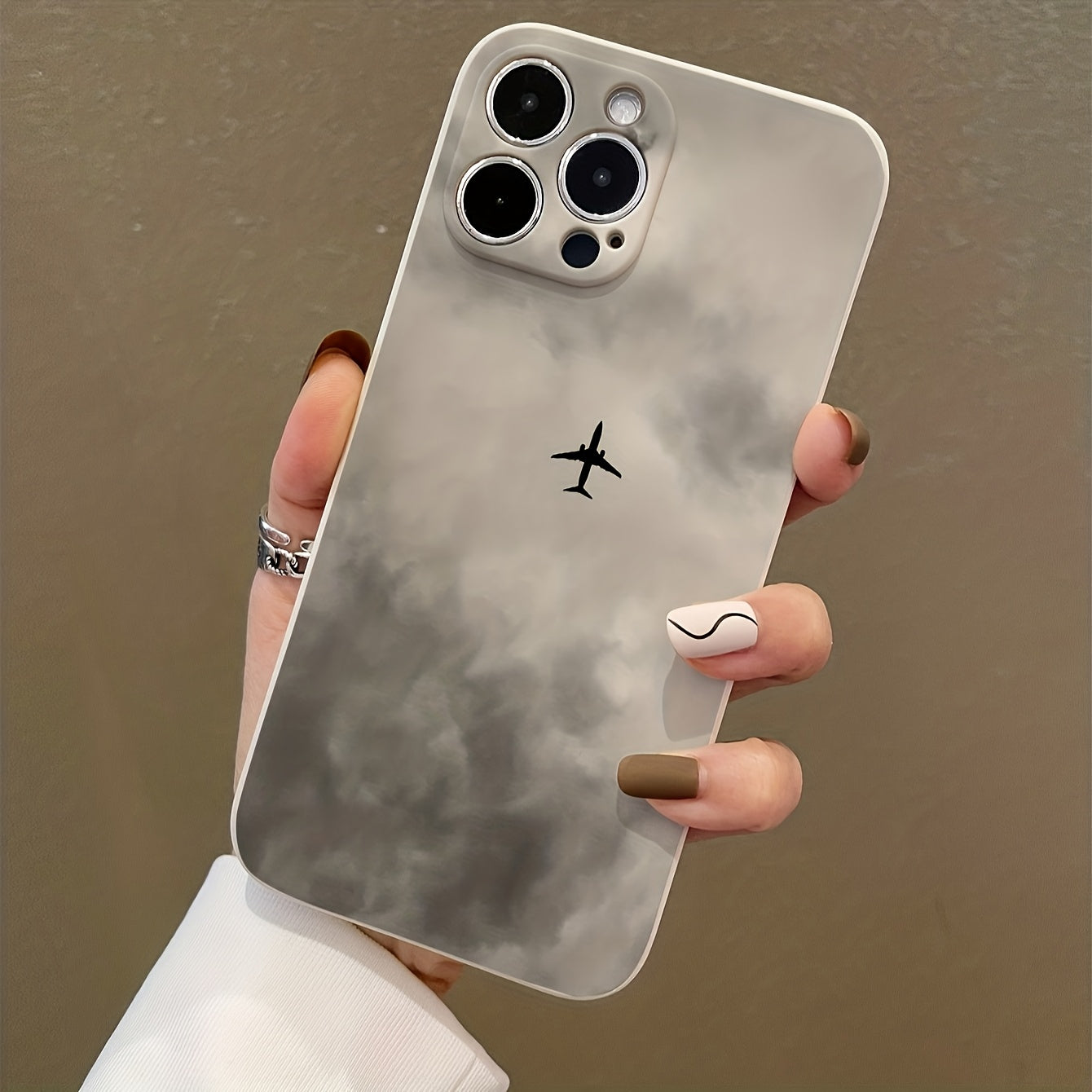 Vintage Gray Airplane TPU Phone Case for iPhone 11 12 13 14 Series