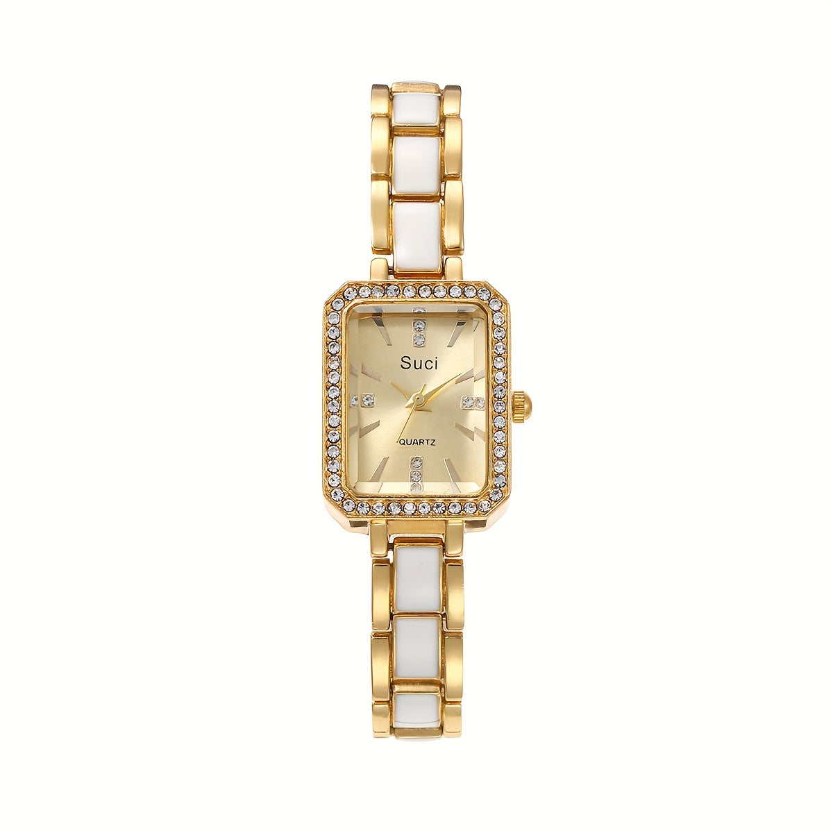 Women's Square Crystal Watch Minimalist Quartz Zinc Alloy Strap Ramadan Gift