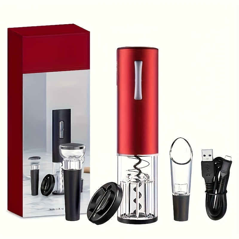 TAIVODB USB перезаряжаемый электрический штопор для вина с комплектом для снятия фольги, вакуумной пробкой и наливателем - автоматический, портативный, эффективный для дома, вечеринок, подарков, винных аксессуаров.