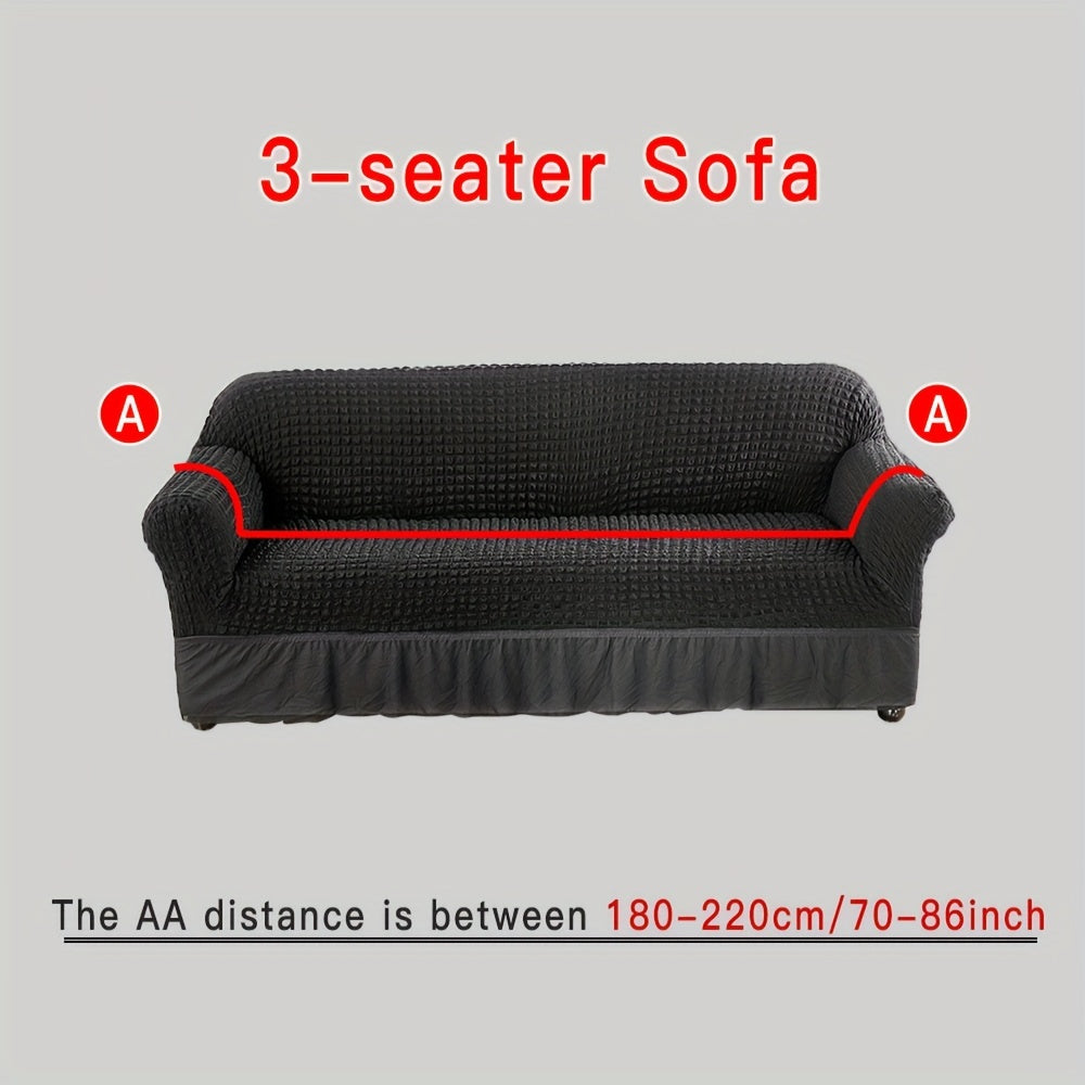 Beige Elastic Sofa Cover Fits All Sizes Machine Washable Living Room