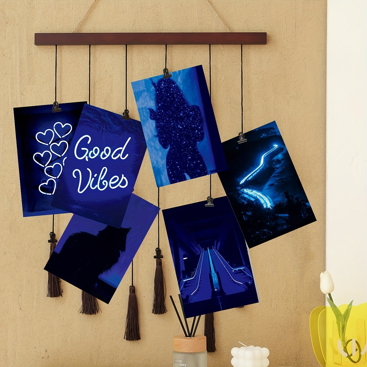 Neon Wall Collage Kit for Teen Girls Blue Aesthetic 50 Pcs Posters Bedroom Decor