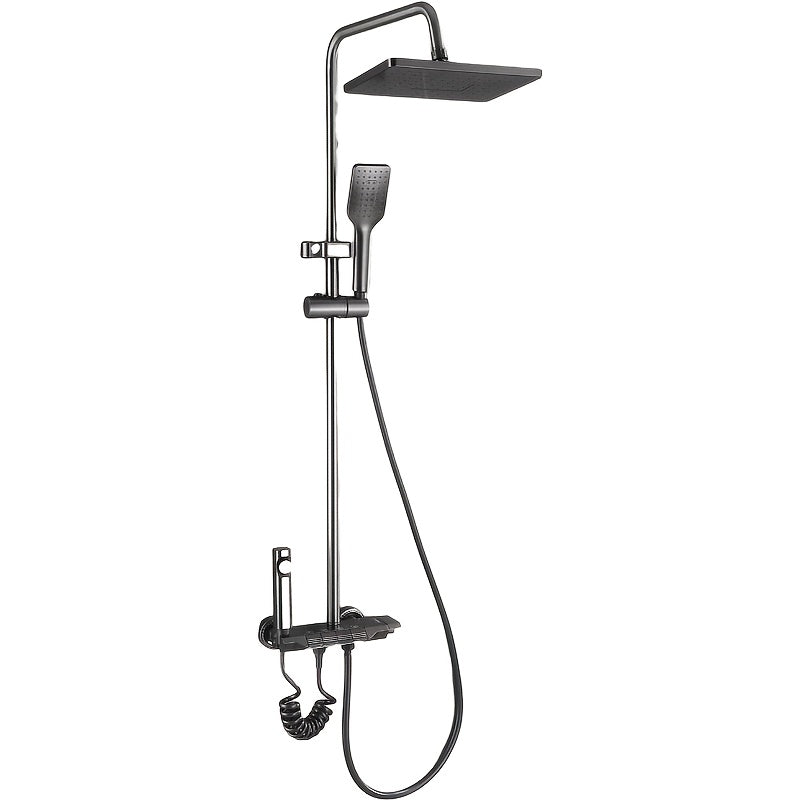 Aluminum 4-Way Shower System with Thermostatic Mixer Rainfall Handheld Bidet Tub Outlet