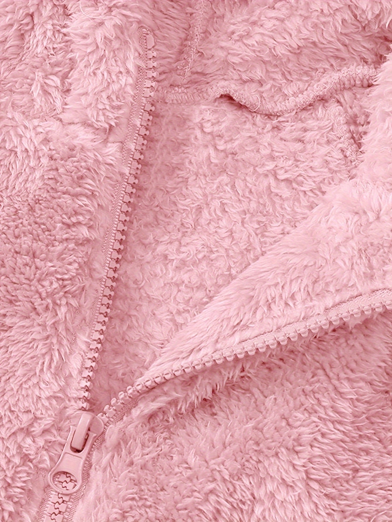 Baby Girl Fuzzy Jacket with Ears Hood Cozy Zip-Up Fall Winter Outerwear