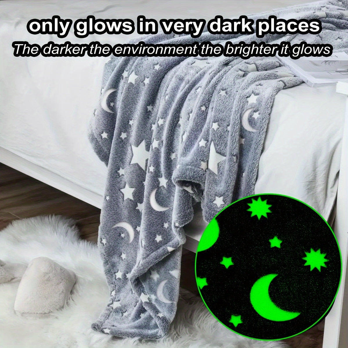 Glow in the Dark Flannel Fleece Blanket with Christmas Tree Print Cozy All-Season Home Decor