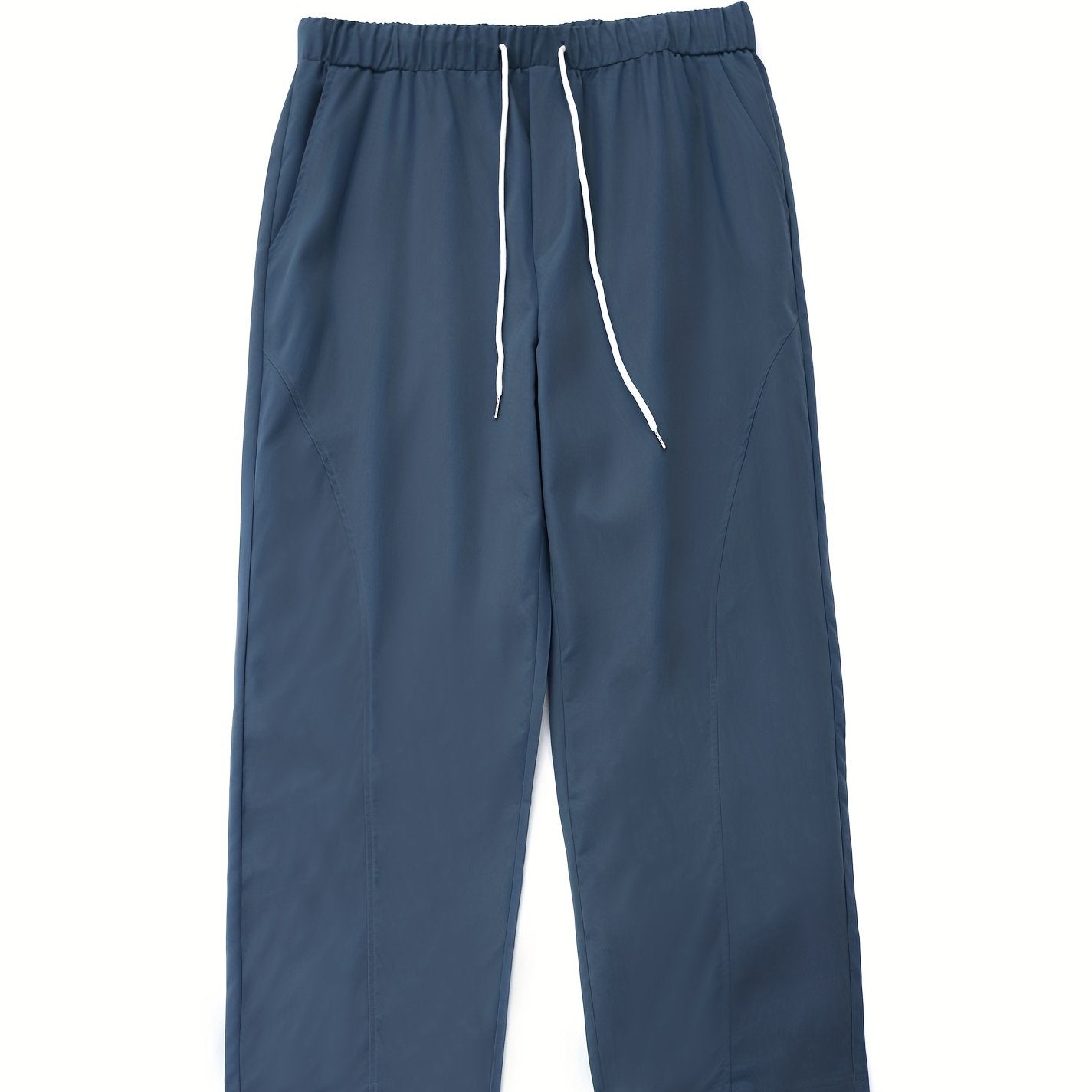 Erkaklar uchun engil ipli keng oyoqli tasodifiy shimlar - qulay polyester aralashmasi, bir rangli, mashinada yuvish mumkin, barcha mavsumlar uchun kiyish, porloq tuzilma, katta o'lcham.