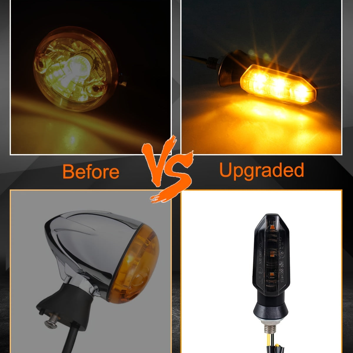 Motorcycle 8mm LED Turn Signal Lights Amber 12V Indicator Lights 2/4 Pack