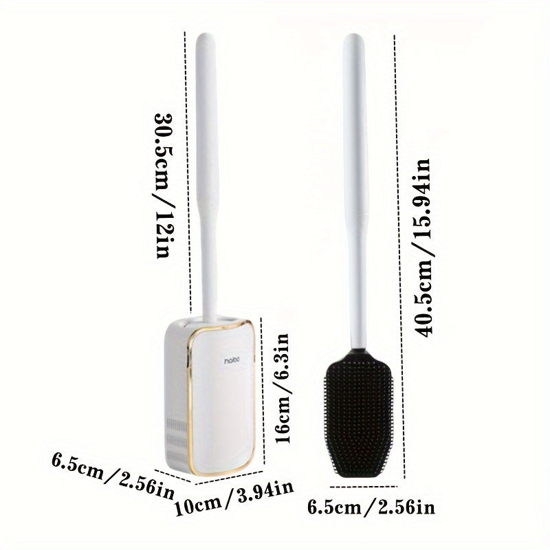 Toilet Brush Set with Extended Handle Wall Mount ABS PP TPR Durable Material