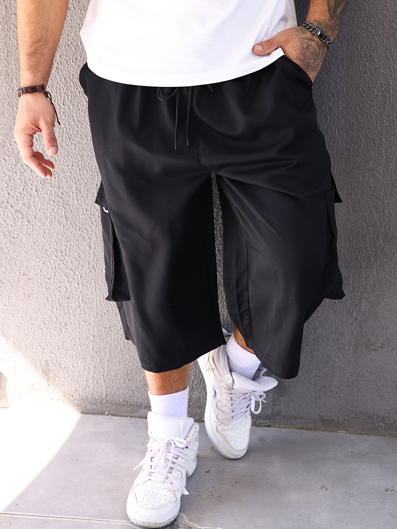 2 dona erkaklar uchun katta o'lchamdagi yuk shimlari, cho'zilgan moslama bilan, cho'zilgan fit bilan