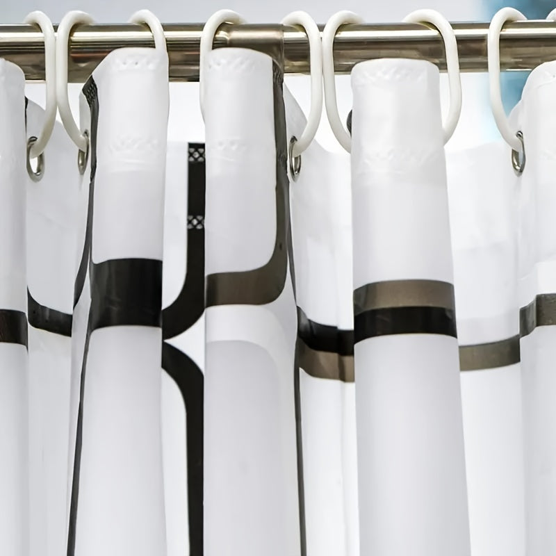 Checkered PEVA Shower Curtain Liner Waterproof Semi-Transparent with Hooks Bathroom Decor