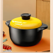 Black 5L Ceramic Stockpot with Yellow Lid for Stews Soups and Roasts
