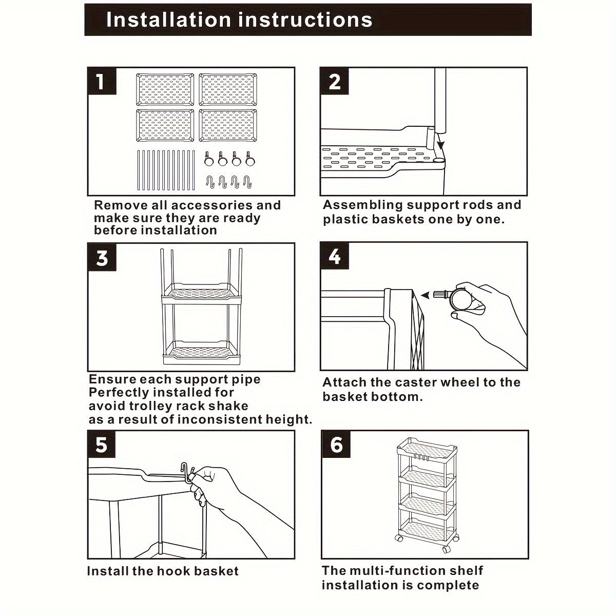3-Tier Slim Rolling Storage Cart with Adjustable Shelves and Easy Glide Wheels for Bathroom Kitchen Laundry