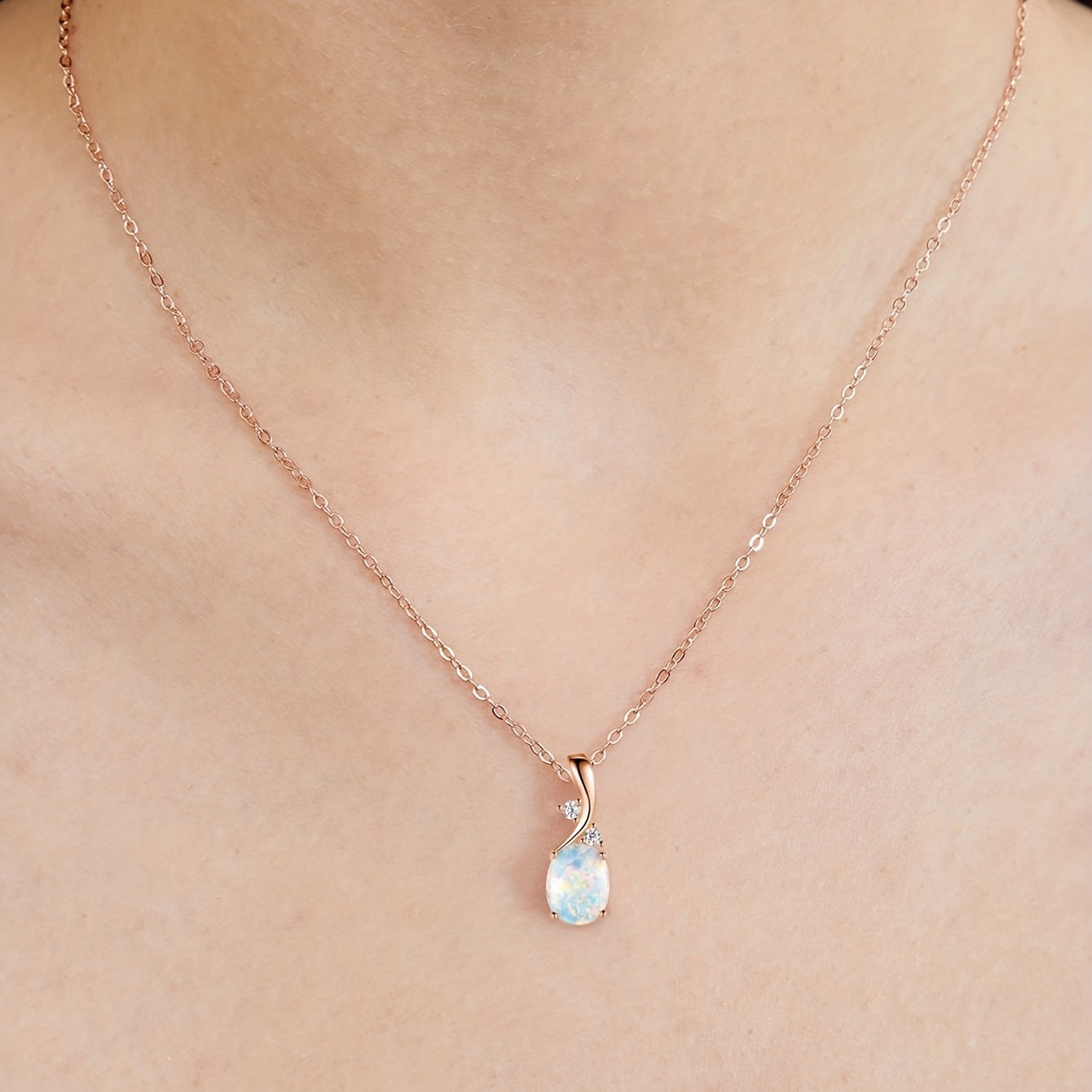 Gold Plated Copper Opal Necklace for Women Stylish Jewelry