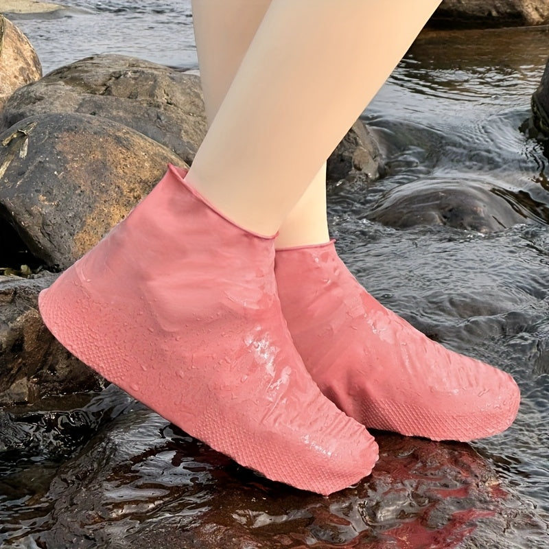 Unisex Waterproof Latex Rain Boots Shoe Covers Reusable Durable Multiple Colors