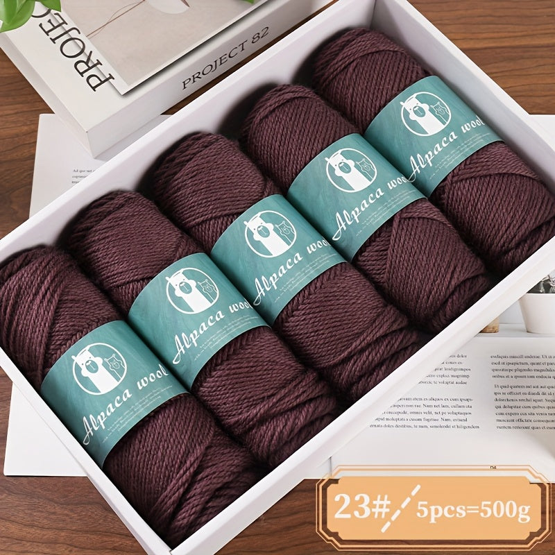 5-Pack Multicolor Alpaca Wool Yarn 500g Thick-Thin Self-Striping and Ombre