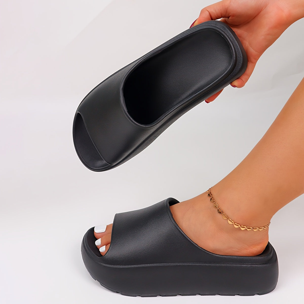 Women's Non-Slip Thick Platform EVA Slide Sandals Open-Toe Casual Pink