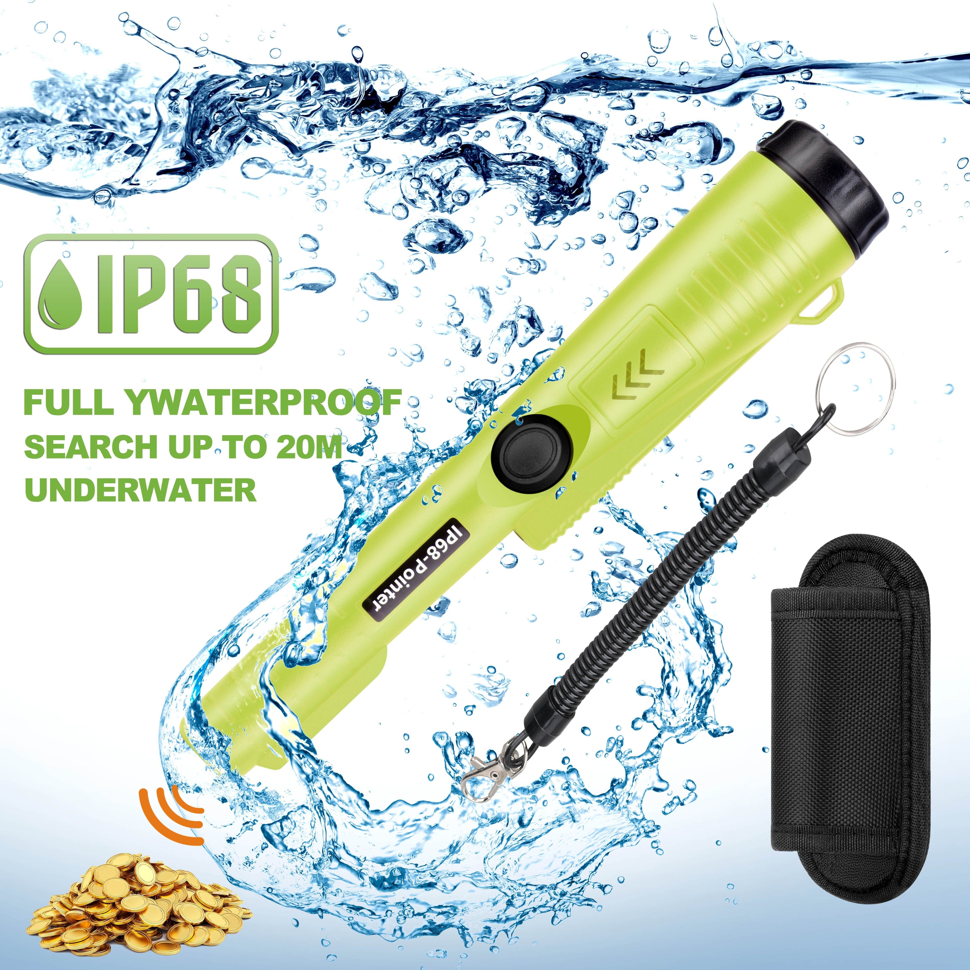 Handheld Metal Detector with High Sensitivity 360° Detection LED Light Vibration Audio Alerts Battery Operated