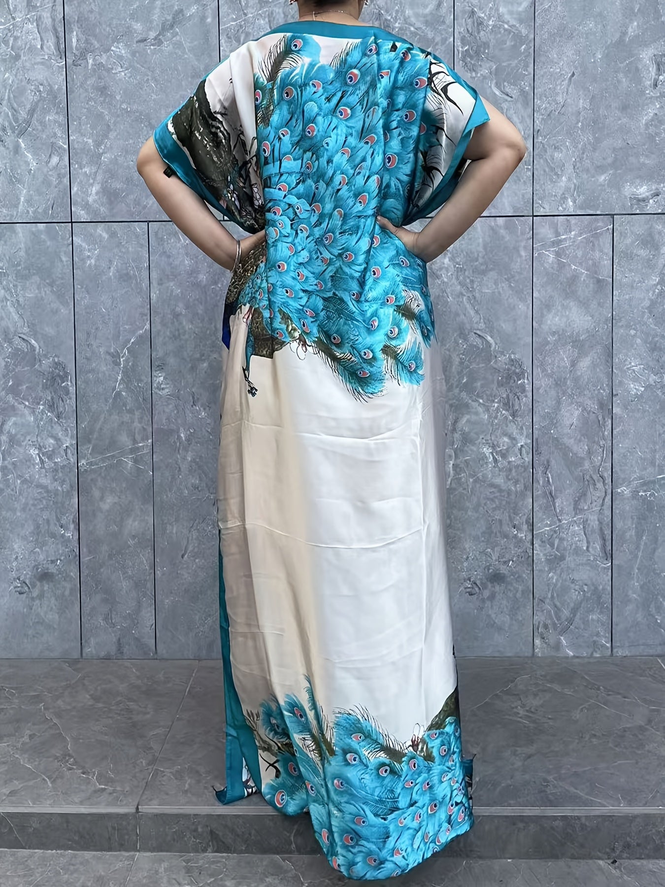 Платье большого размера для женщин с цветочным принтом и рукавами-крылышками, с шарфом, повседневное летнее