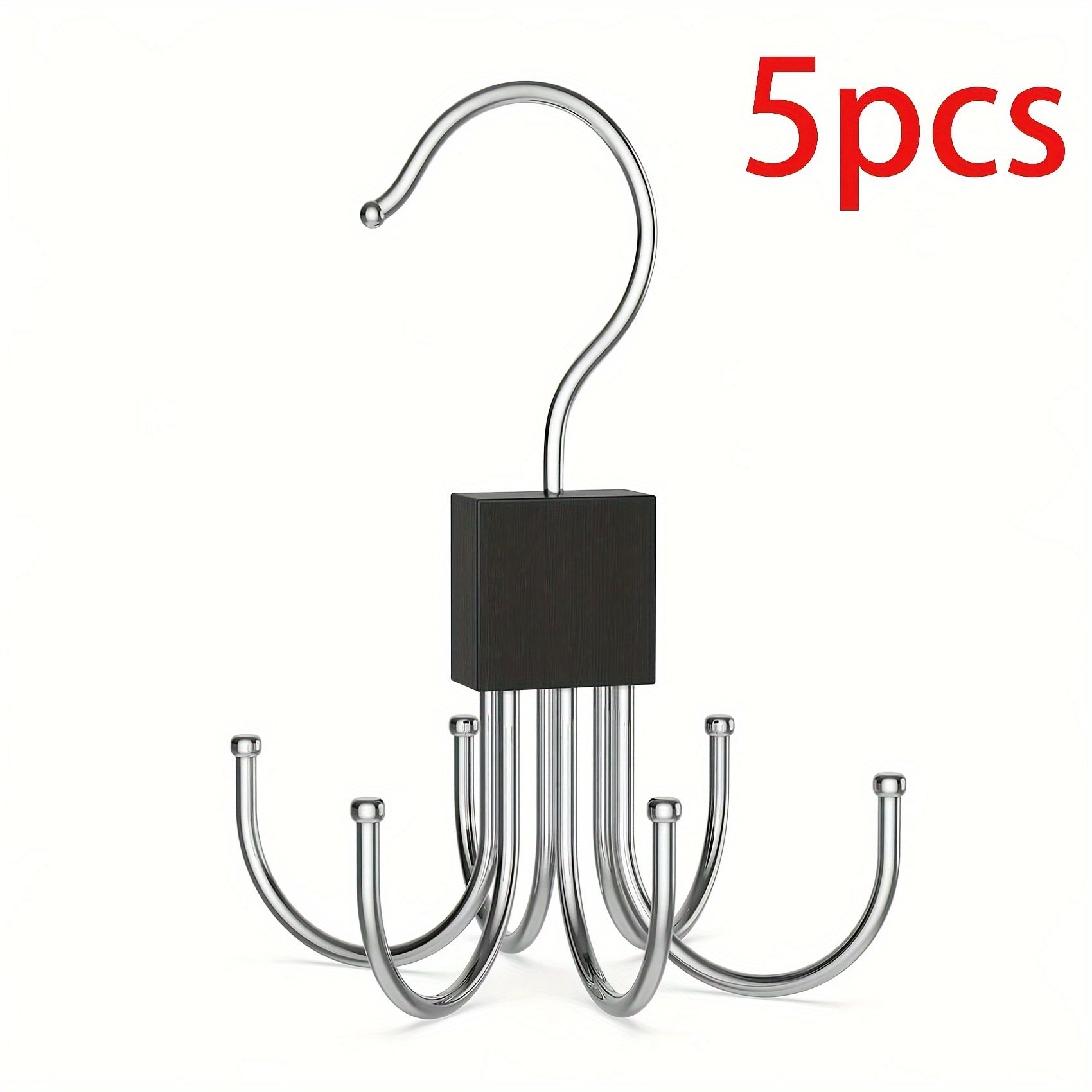 Large Capacity Wooden Belt and Accessory Organizer with Stainless Steel Hooks