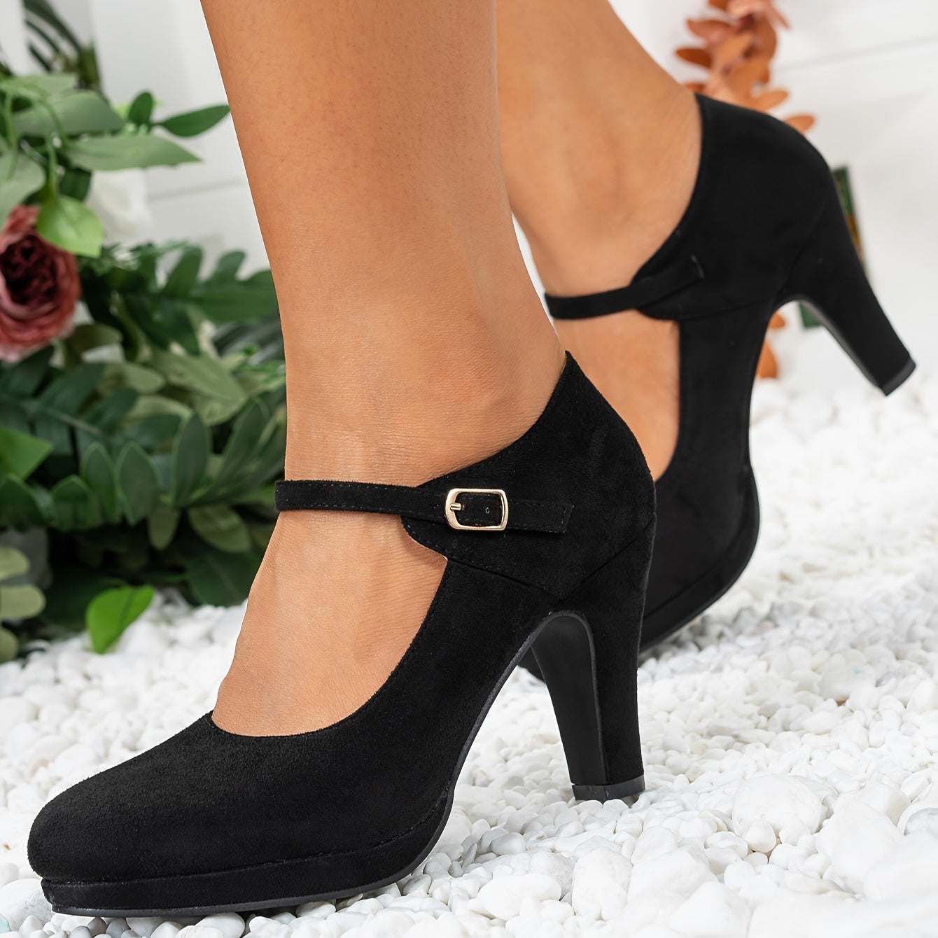 Women High Heel Platform Shoes Elegant Party Dress Heel Black Size 7