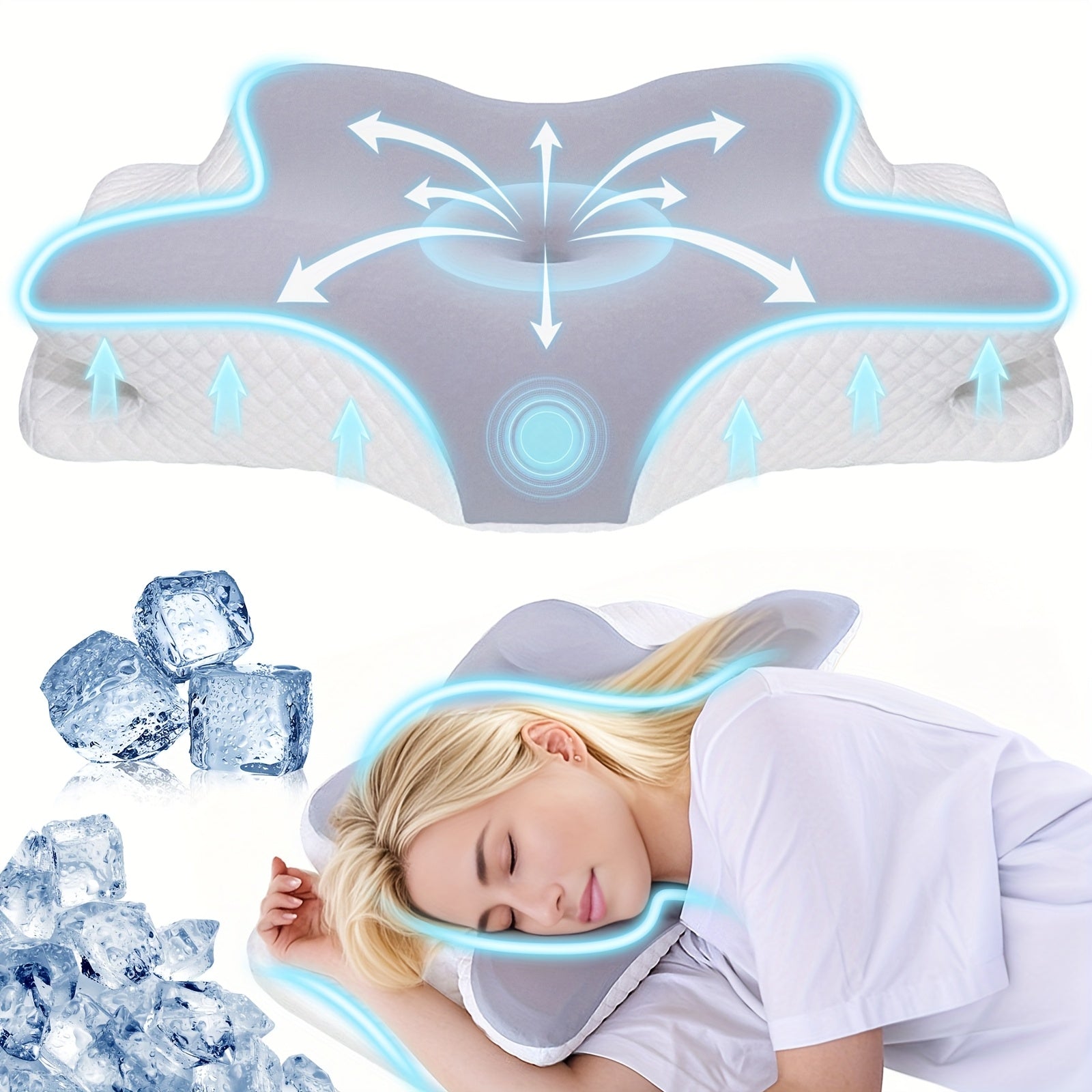 Memory Foam Butterfly Pillow for Neck Support Back Side Sleepers Ergonomic Cervical Spine