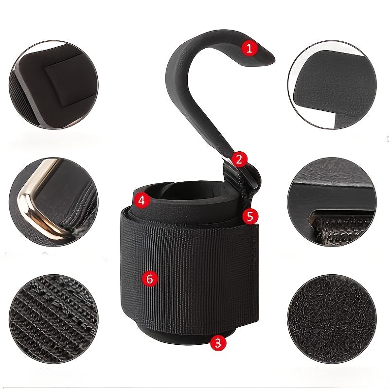 Наручная поддержка из нержавеющей стали с противоскользящим захватом и усилителем для поднятия тяжестей и силовых тренировок - черный