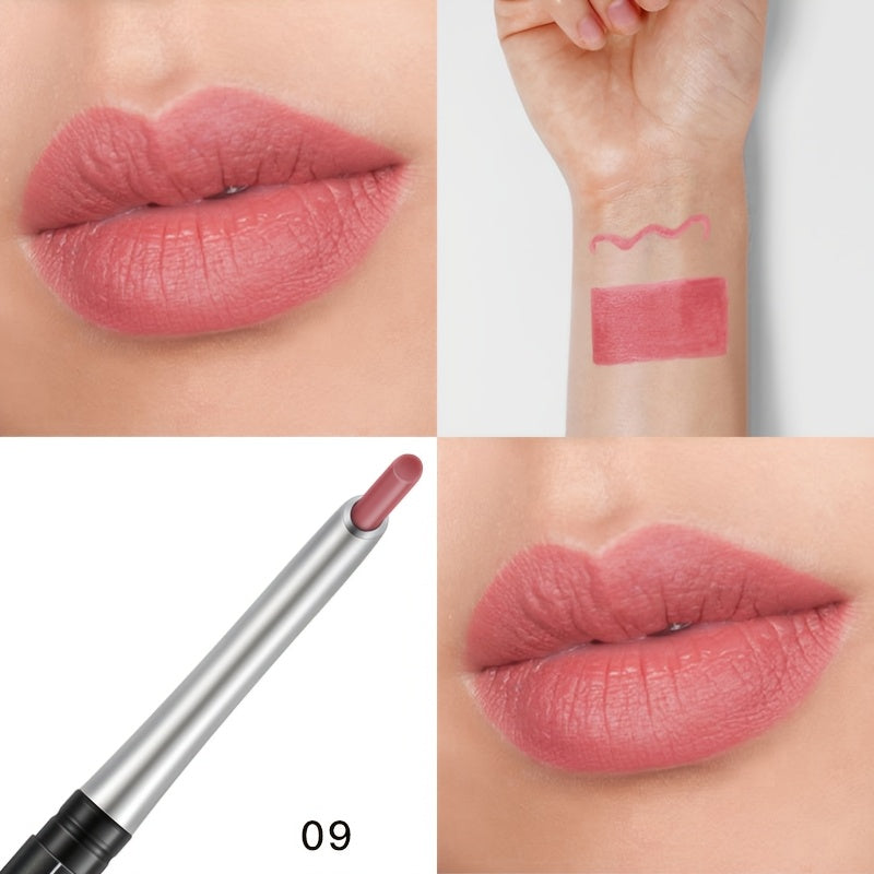 Lápiz delineador de labios mate impermeable para mujer, rojo, contorno, lápiz de labios de larga duración