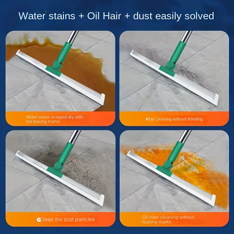 Ko'p funksiyali squeegee, plastik mop bilan, bir nechta yuzalarda foydalanish uchun silikon boshga ega, yashash xonasi, yotoqxona, hammom, hojatxona va oshxonada nam va quruq tozalash uchun ideal.