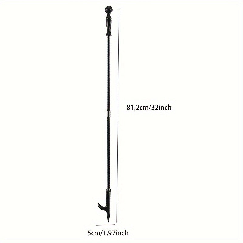 32-дюймовый портативный кочерга для костров, очагов и использования внутри помещения, черный металл