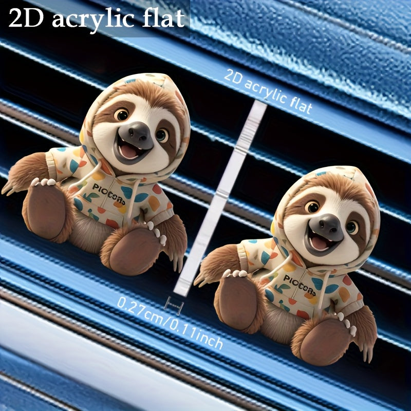 Cute 2D Flat Sloth Car Vent Clip Air Freshener with Aromatherapy Pads