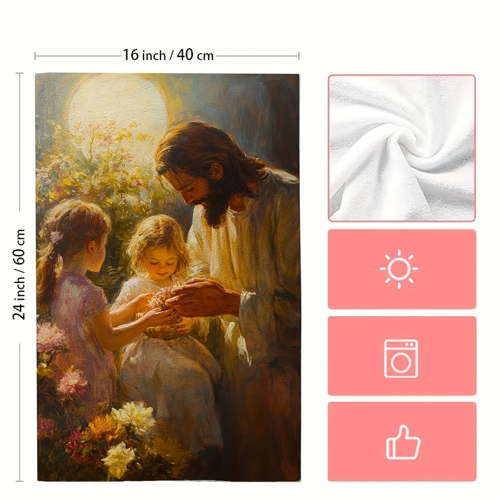 Two Pieces Kitchen Towels Ultra Soft Absorbent Garden Scene 40x60cm