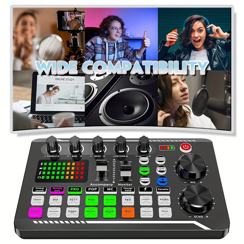 USB Live Sound Card Audio Interface with Voice Changer and DJ Effects for Streaming Podcasting Gaming