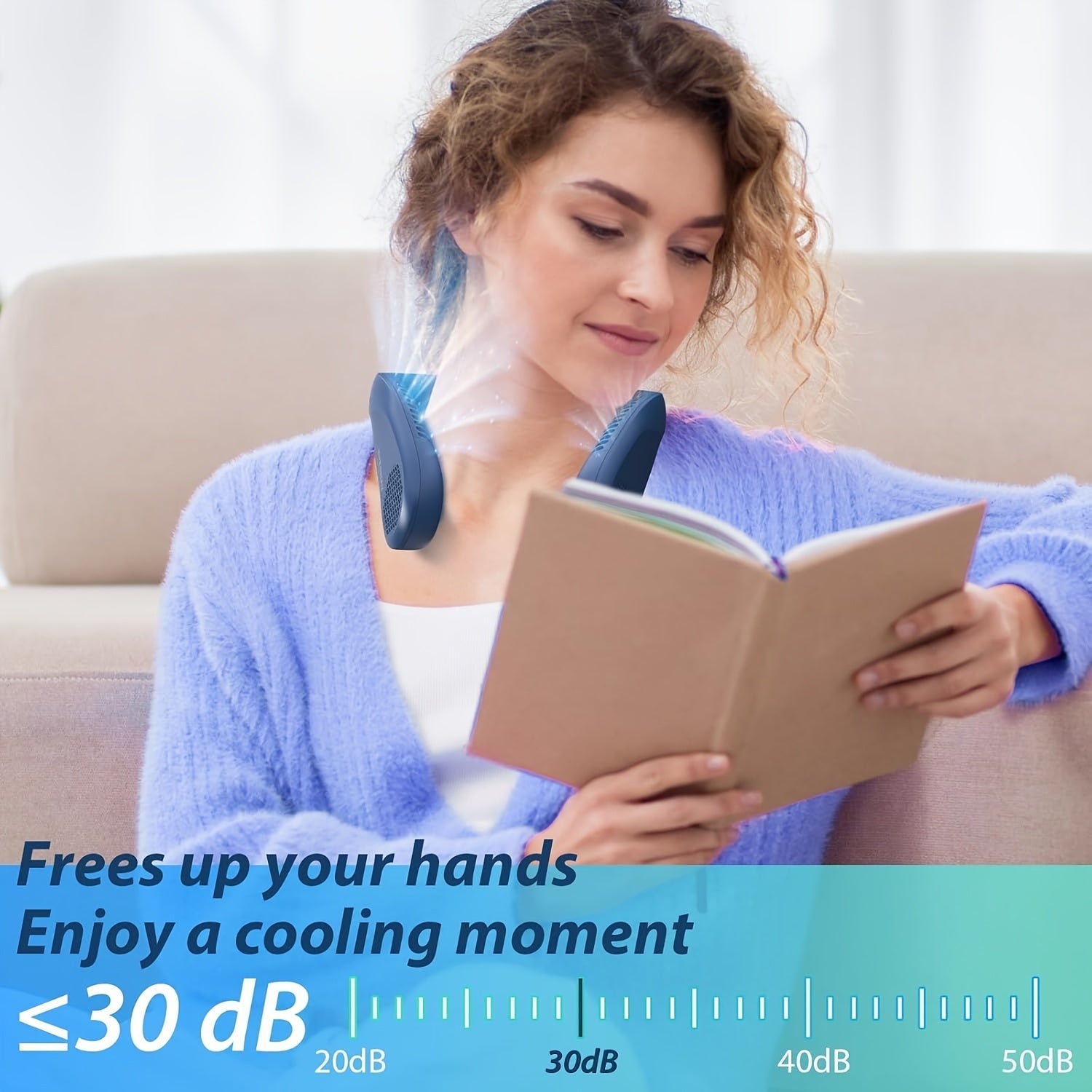 Portable Neck Fan USB Rechargeable Bladeless 3-Speed Cooling Fan