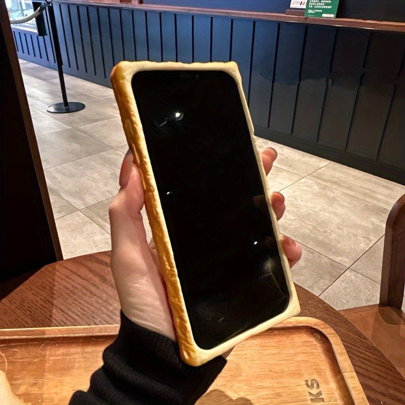 Fun Toast Bread Silicone Phone Case for iPhone 14 Pro Max Anti-Fall Protective Cover