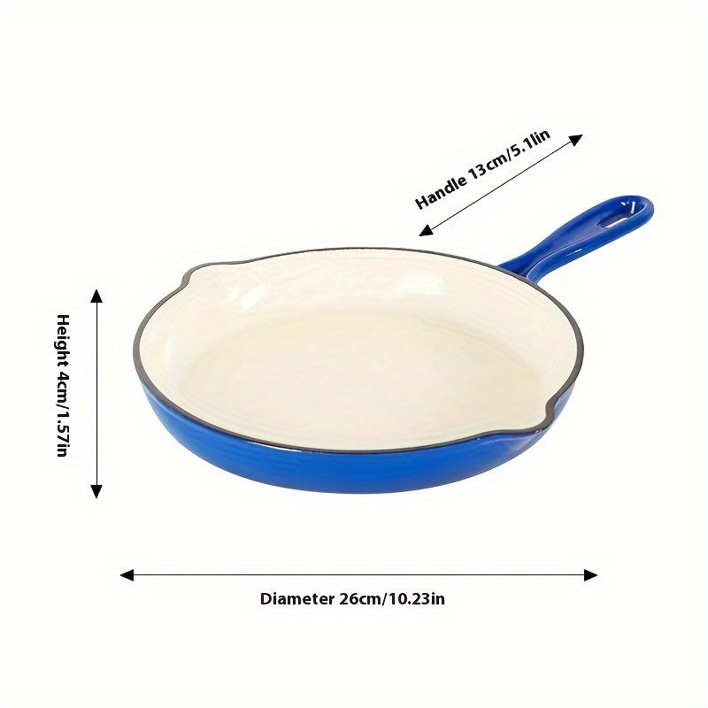 Cast Iron Skillet 26cm Non-Stick Flat Bottom Saute Pan with Handle