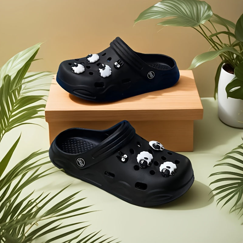 Женские дышащие легкие сабо из EVA для сада с животным принтом и шармами