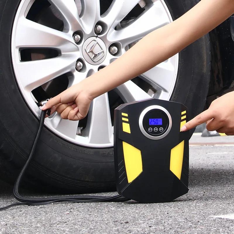 Portable Tire Inflator with Digital Gauge LED Light for Cars and Bikes